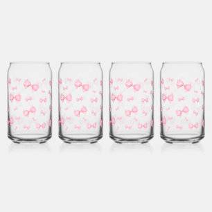 Pink Coquette Bow Pattern Can Glass