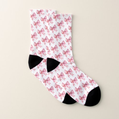 Pink Coquette Bow Pattern Socks