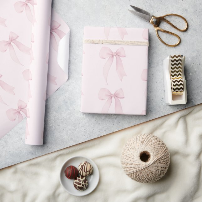 Pink Coquette Bow Pattern Wrapping Paper (Crafts)