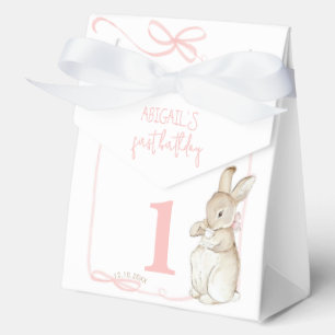Pink Coquette Bow Peter the Rabbit 1st Birthday Favor Boxes