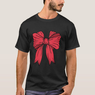 Pink Coquette Bow Red Hearts Kid Girl Women T-Shirt