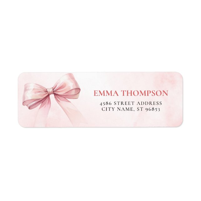 Pink Coquette Bow Return Address Label (Front)