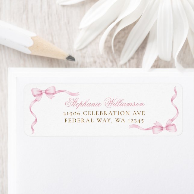 Pink Coquette Bow Return Address Label (Insitu)