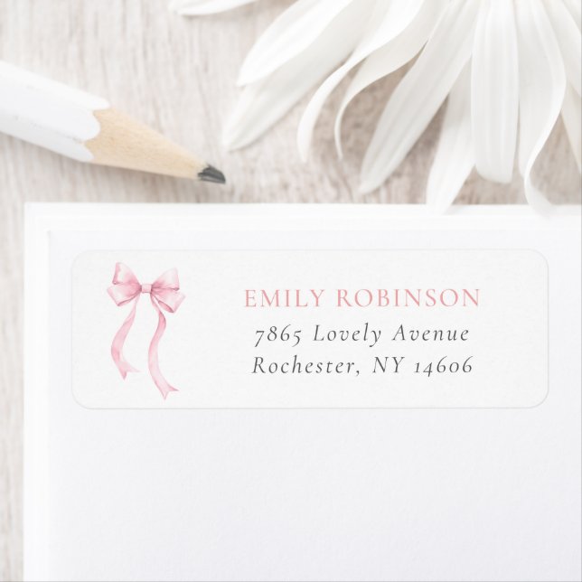 Pink Coquette Bow Return Address Label (Insitu)