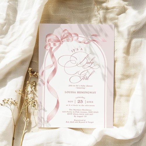 Pink Coquette Bow Ribbon Girl Baby Shower
