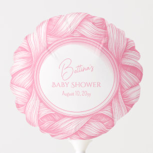 Pink Coquette Bow Ribbon Toile de Jouy Baby Shower Balloon