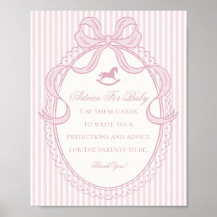 Pink Coquette Bow Rocking Horse Advice for Baby Poster