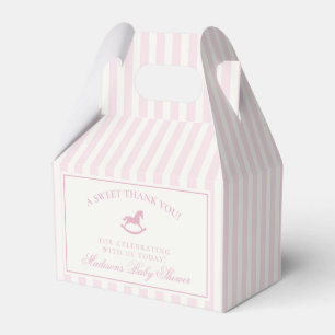 Pink Coquette Bow Rocking Horse Baby Shower Favor Boxes