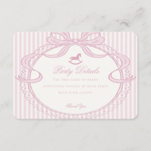 Pink Coquette Bow Rocking Horse Details Enclosure Card