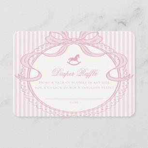 Pink Coquette Bow Rocking Horse Diaper Raffle Card