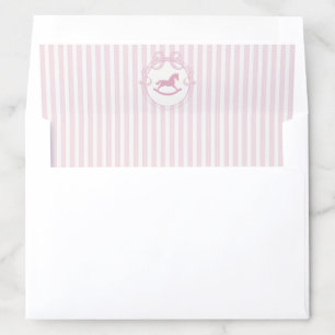 Pink Coquette Bow Rocking Horse Striped Envelope Liner