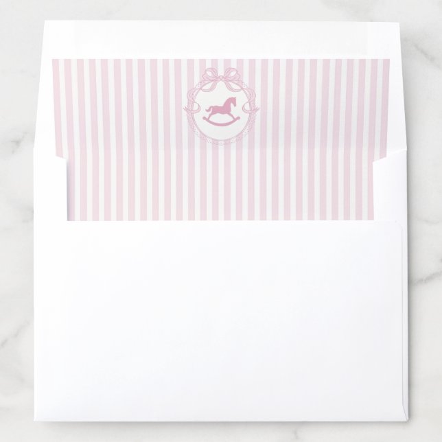 Pink Coquette Bow Rocking Horse Striped Envelope Liner (In Envelope)