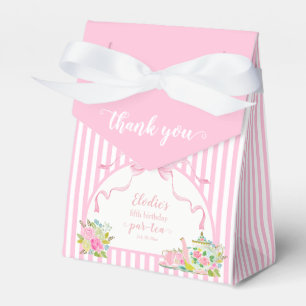 Pink Coquette Bow Stripe Birthday Party Favor Boxes