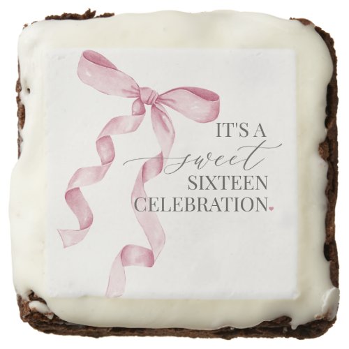 Pink Coquette Bow Sweet 16 Birthday Dessert Favors Brownie