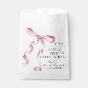 Pink Coquette Bow Sweet 16 Birthday Party Dessert Favor Bag