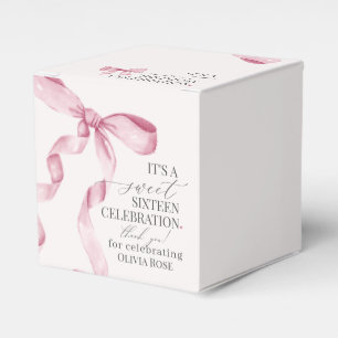 Pink Coquette Bow Sweet 16 Birthday Party Gift Favor Boxes