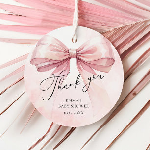 Pink Coquette Bow Thank You Baby Shower Favor Tags