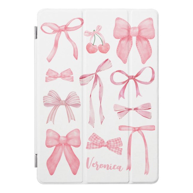 Pink Coquette Bow Trendy Feminine Girly Aesthetic iPad Pro Cover (Front)