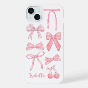 Pink Coquette Bow Trendy Feminine Girly Aesthetic iPhone 15 Plus Case