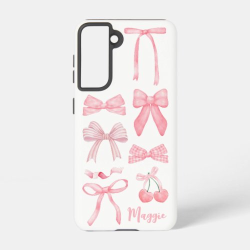Pink Coquette Bow Trendy Feminine Girly Aesthetic Samsung Galaxy S21 Case