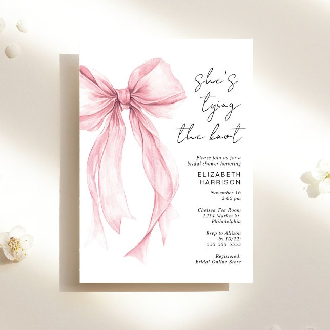Pink Coquette Bow Watercolor Bridal Shower Invitation (Creator Uploaded)
