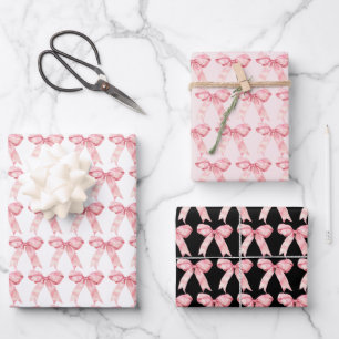 Pink Coquette Bow Wrapping Paper Sheets