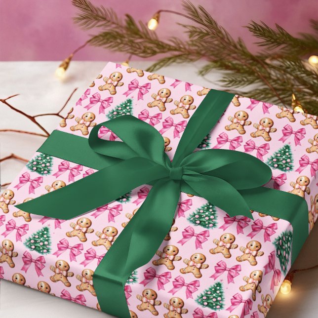 Pink Coquette Bows and Gingerbread Wrapping Paper (Creator Uploaded)