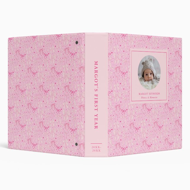 Pink Coquette Bows Baby Photo Album 3 Ring Binder (Background)