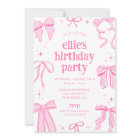 Pink Coquette Bows Birthday Invitation