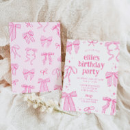Pink Coquette Bows Birthday Invitation