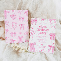 Pink Coquette Bows Birthday Invitation