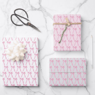 Pink Coquette Bows Galentine Ribbons Wrapping Paper Sheets