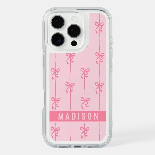 Pink Coquette Bows Girly Name Pattern Speck iPhone Case (Front)