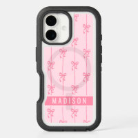 Pink Coquette Bows Modern Personalized Name Girly
