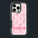 Pink Coquette Bows Modern Personalized Name Girly iPhone 16 Pro Case<br><div class="desc">Pink Coquette Bows Modern Personalized Name Girly iPhone 16 Pro Cases features your personalized name in a simple modern script typography with cute coquette bows. Perfect gift for her for birthday,  mom for Mother's Day,  sister or bestie for Christmas and holidays. Designed by ©2024 Evco Studio www.zazzle.com/store/evcostudio</div>