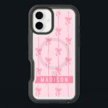 Pink Coquette Bows Modern Personalized Name Girly iPhone 16 Plus Case<br><div class="desc">Pink Coquette Bows Modern Personalized Name Girly iPhone 16 Plus Cases features your personalized name in a simple modern script typography with cute coquette bows. Perfect gift for her for birthday,  mom for Mother's Day,  sister or bestie for Christmas and holidays. Designed by ©2024 Evco Studio www.zazzle.com/store/evcostudio</div>
