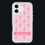 Pink Coquette Bows Modern Personalized Name Girly iPhone 16 Case<br><div class="desc">Pink Coquette Bows Modern Personalized Name Girly iPhone 16 Cases features your personalized name in a simple modern script typography with cute coquette bows. Perfect gift for her for birthday,  mom for Mother's Day,  sister or bestie for Christmas and holidays. Designed by ©2024 Evco Studio www.zazzle.com/store/evcostudio</div>