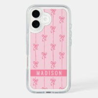Pink Coquette Bows Modern Personalized Name Girly