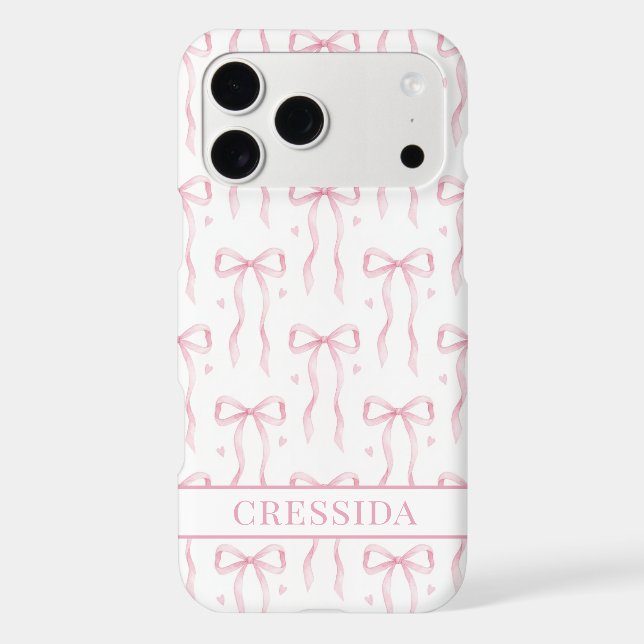 Pink Coquette Bows Monogrammed Case-Mate iPhone Case (Back)