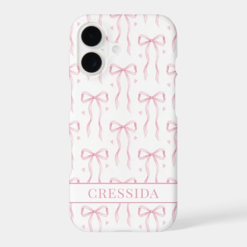 Pink Coquette Bows Monogrammed iPhone 17 Case