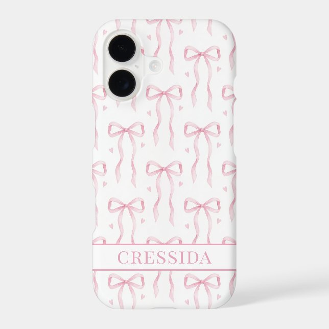 Pink Coquette Bows Monogrammed Case-Mate iPhone Case (Back)