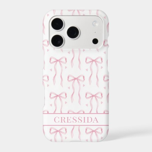 Pink Coquette Bows Monogrammed iPhone 17 Pro Case
