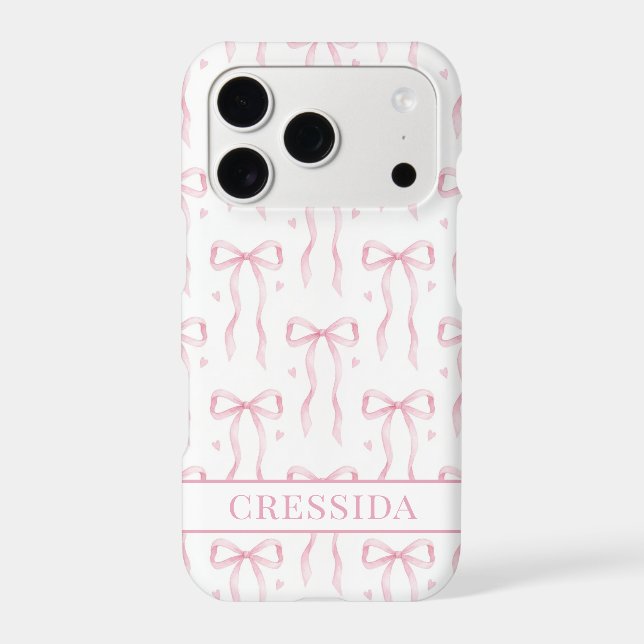 Pink Coquette Bows Monogrammed Case-Mate iPhone Case (Back)