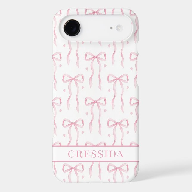 Pink Coquette Bows Monogrammed Case-Mate iPhone Case (Back)