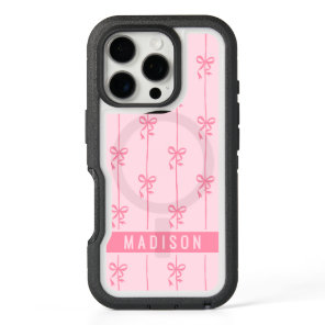 Pink Coquette Bows Personalized Name iPhone 16 Pro Case