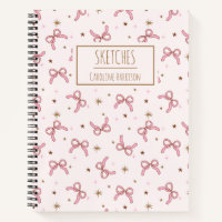 Pink Coquette Bows Personalized Name Sketchbook