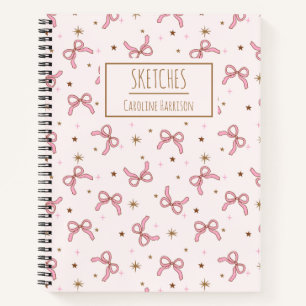 Pink Coquette Bows Personalized Name Sketchbook Notebook