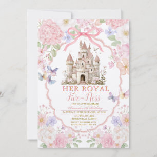 Pink Coquette Butterflies Royal fiveness Birthday Invitation