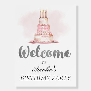 Pink Coquette Cake Birthday Welcome Foam Board