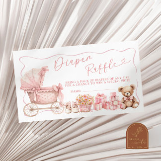 Pink Coquette Carriage Baby Shower Diaper Raffle E Enclosure Card